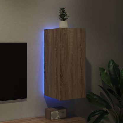 Mobile TV a Parete con Luci LED Rovere Sonoma 30,5x35x70 cm