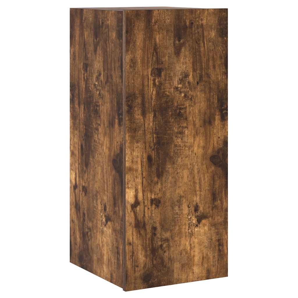 Mobile TV a Parete con Luci LED Rovere Fumo 30,5x35x70 cm