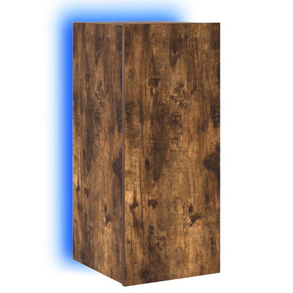 Mobile TV a Parete con Luci LED Rovere Fumo 30,5x35x70 cm