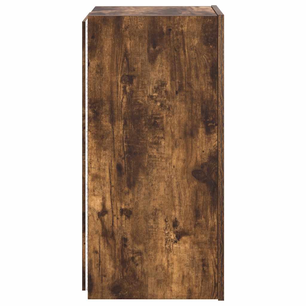 Mobile TV a Parete con Luci LED Rovere Fumo 30,5x35x70 cm