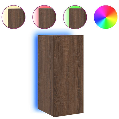 Mobile TV a Parete con Luci LED Rovere Marrone 30,5x35x70 cm