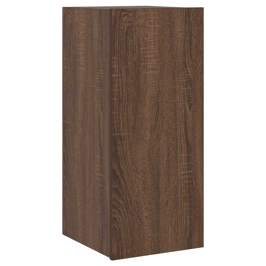 Mobile TV a Parete con Luci LED Rovere Marrone 30,5x35x70 cm