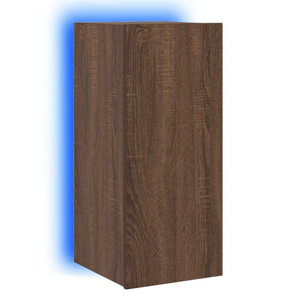 Mobile TV a Parete con Luci LED Rovere Marrone 30,5x35x70 cm
