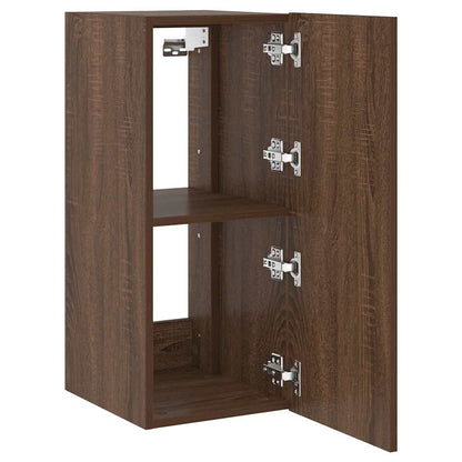 Mobile TV a Parete con Luci LED Rovere Marrone 30,5x35x70 cm