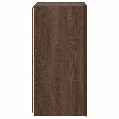 Mobile TV a Parete con Luci LED Rovere Marrone 30,5x35x70 cm