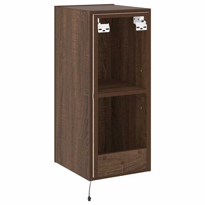 Mobile TV a Parete con Luci LED Rovere Marrone 30,5x35x70 cm