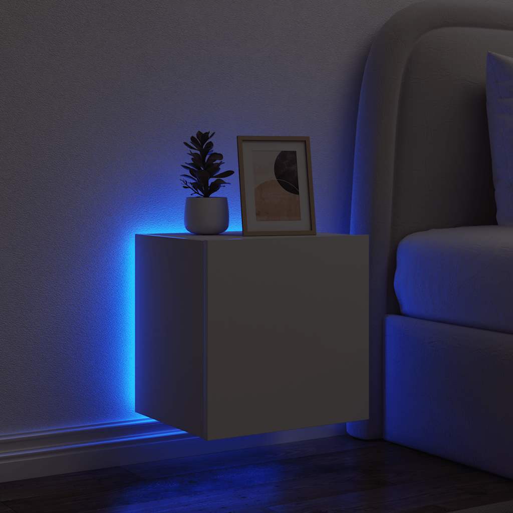 Mobile TV a Parete con Luci LED Bianco 40,5x35x40 cm