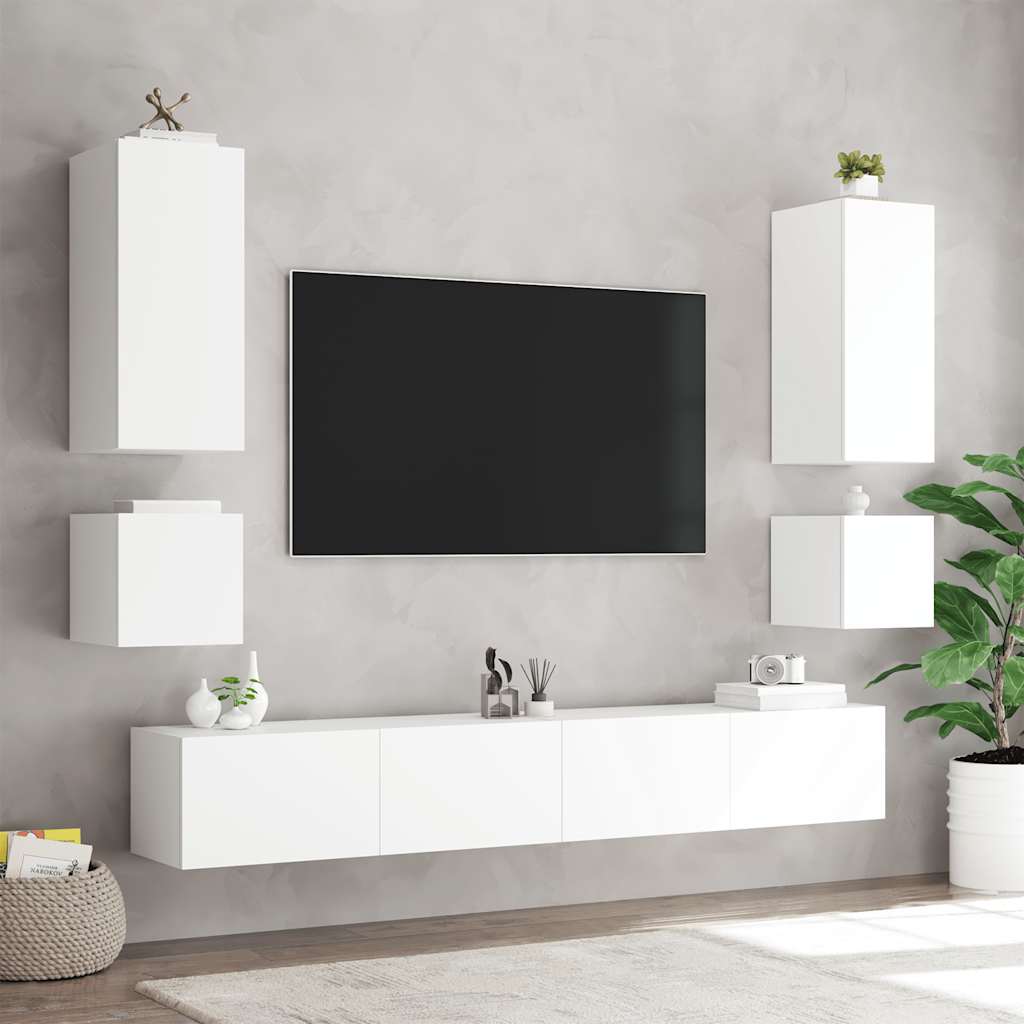 Mobile TV a Parete con Luci LED Bianco 40,5x35x40 cm