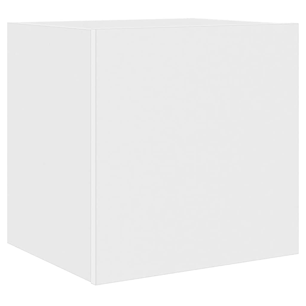 Mobili TV a Parete con Luci LED 2pz Bianchi 40,5x35x40 cm