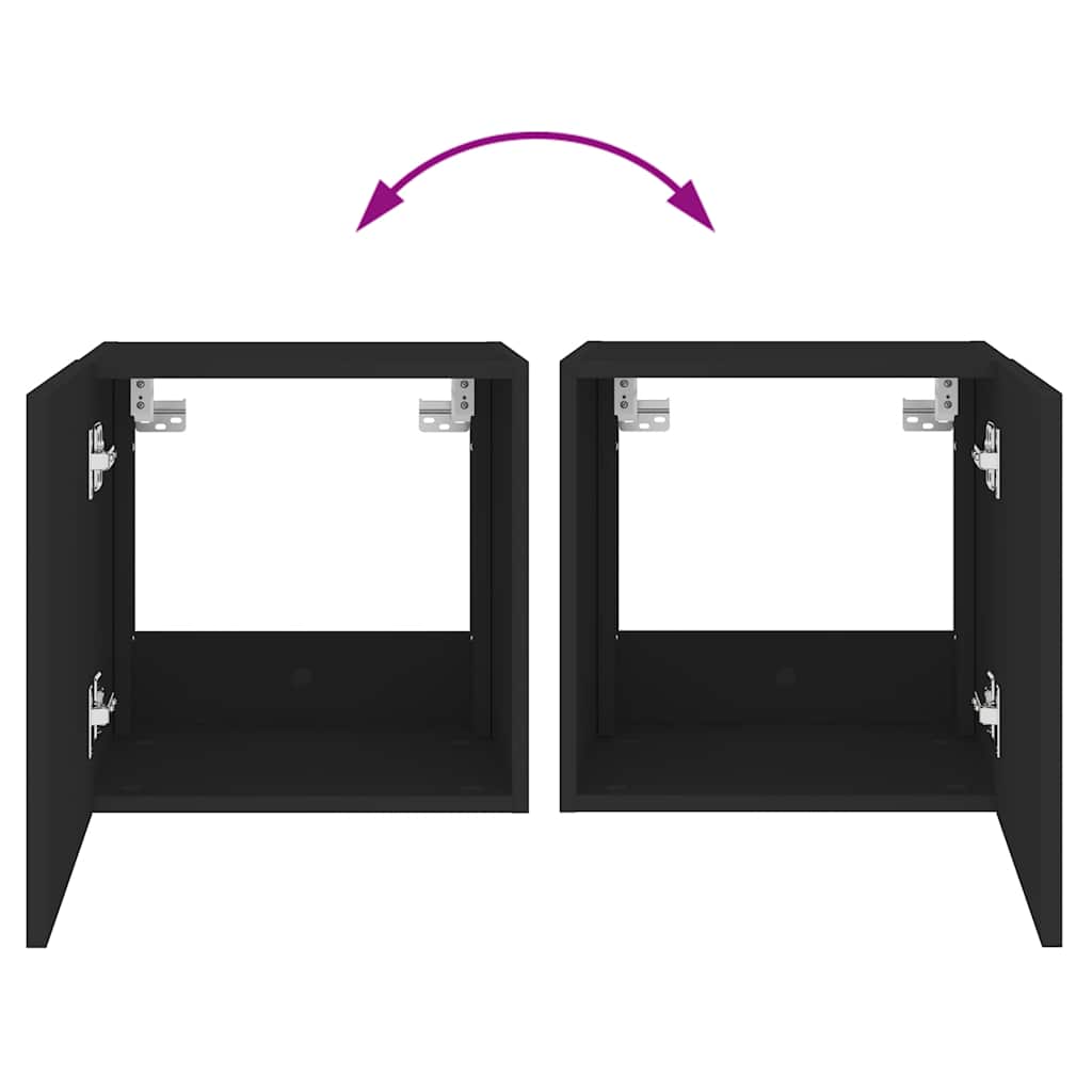Mobile TV a Parete con Luci LED Nero 40,5x35x40 cm