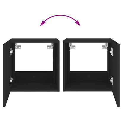 Mobile TV a Parete con Luci LED Nero 40,5x35x40 cm