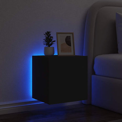 Mobile TV a Parete con Luci LED Nero 40,5x35x40 cm