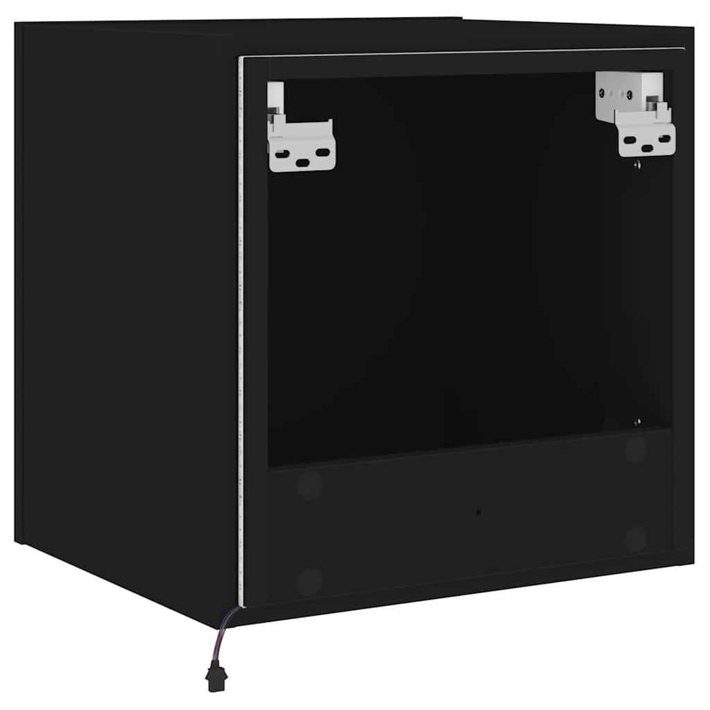 Mobili TV a Parete con Luci LED 2pz Neri 40,5x35x40 cm