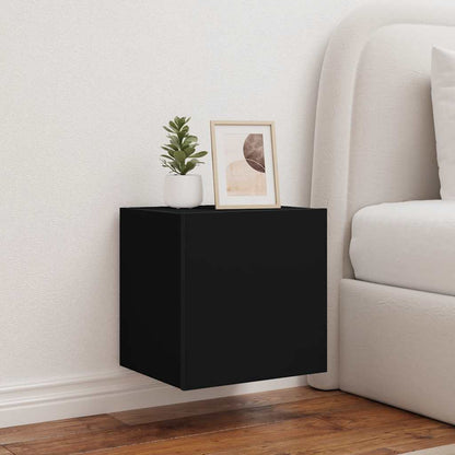Mobili TV a Parete con Luci LED 2pz Neri 40,5x35x40 cm