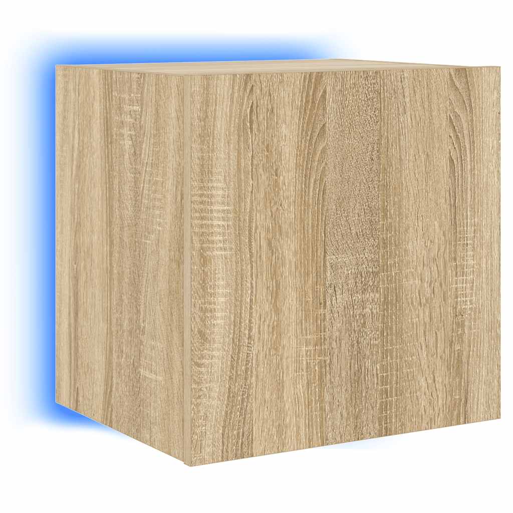 Mobile TV a Parete con Luci LED Rovere Sonoma 40,5x35x40 cm