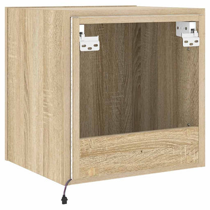 Mobile TV a Parete con Luci LED Rovere Sonoma 40,5x35x40 cm