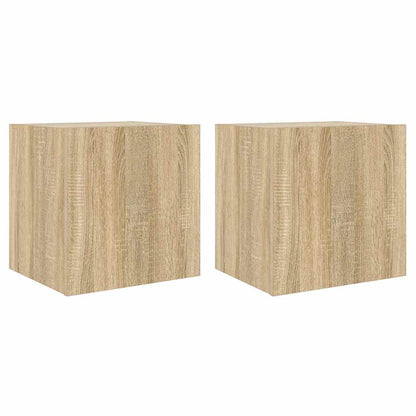 Mobili TV a Parete con Luci LED 2pz Rovere Sonoma 40,5x35x40 cm