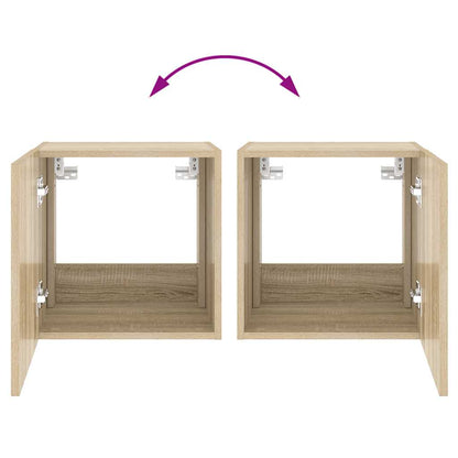 Mobili TV a Parete con Luci LED 2pz Rovere Sonoma 40,5x35x40 cm
