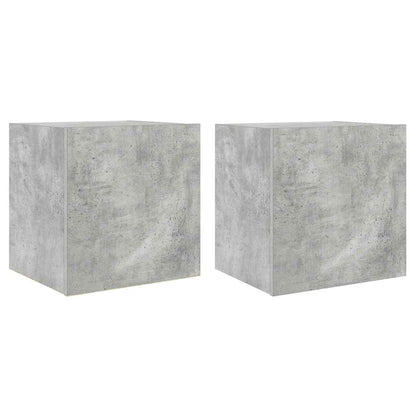 Mobili TV a Parete con Luci LED 2pz Grigio Cemento 40,5x35x40cm