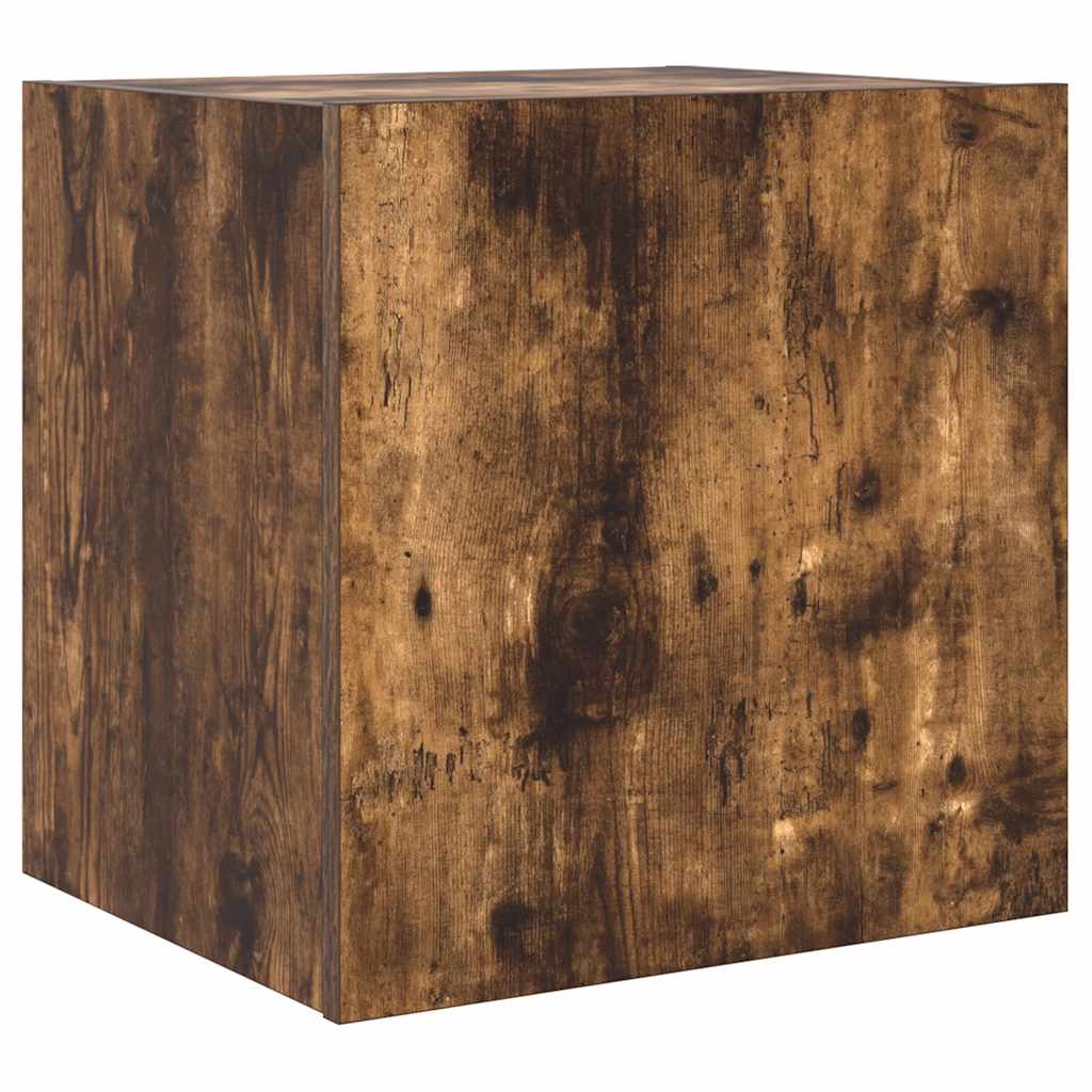 Mobile TV a Parete con Luci LED Rovere Fumo 40,5x35x40 cm