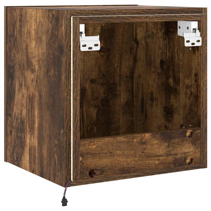 Mobile TV a Parete con Luci LED Rovere Fumo 40,5x35x40 cm