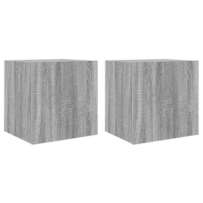 Mobili TV a Parete con Luci LED 2pz Grigio Sonoma 40,5x35x40 cm