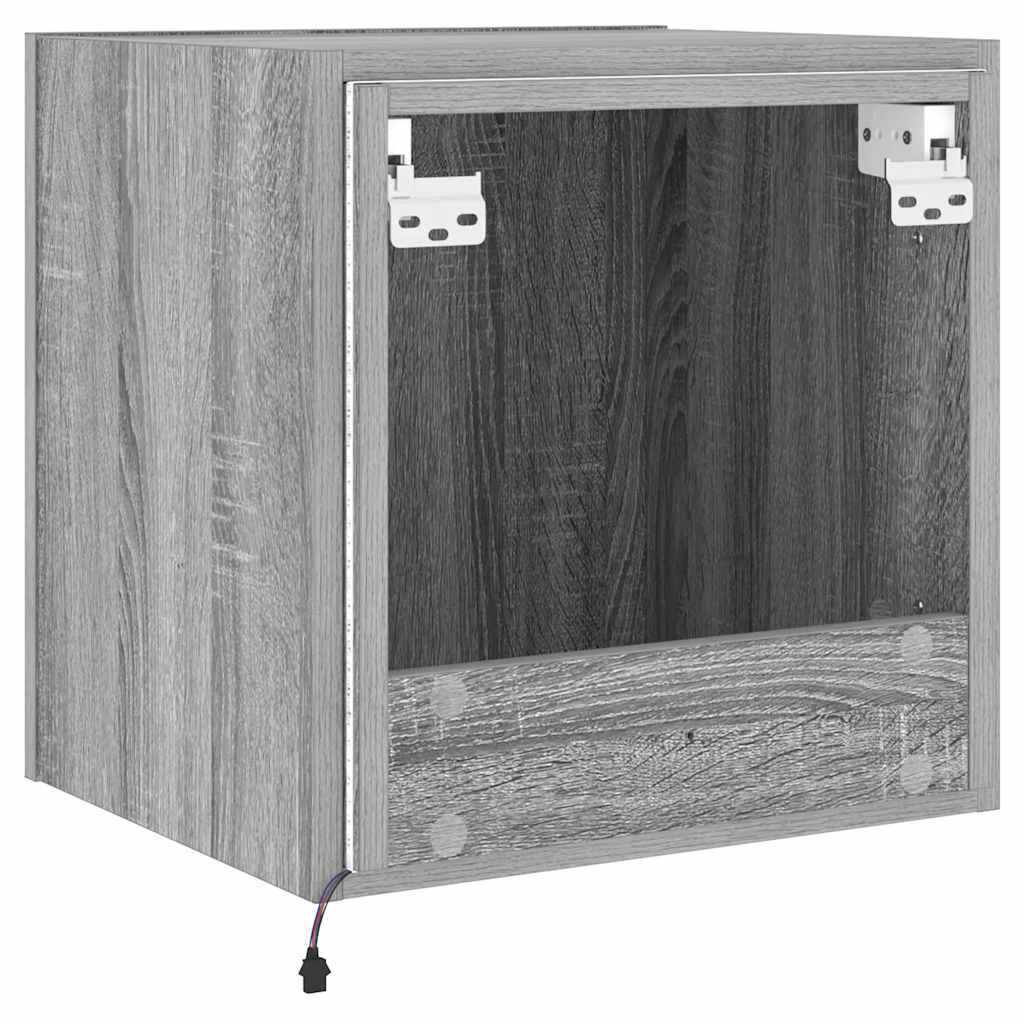 Mobili TV a Parete con Luci LED 2pz Grigio Sonoma 40,5x35x40 cm