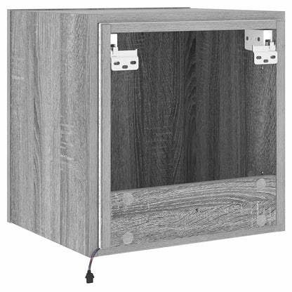 Mobili TV a Parete con Luci LED 2pz Grigio Sonoma 40,5x35x40 cm