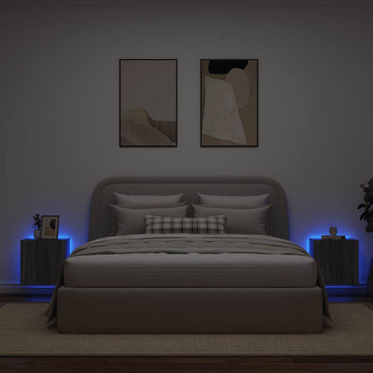 Mobili TV a Parete con Luci LED 2pz Grigio Sonoma 40,5x35x40 cm