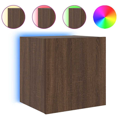 Mobile TV a Parete con Luci LED Rovere Marrone 40,5x35x40 cm