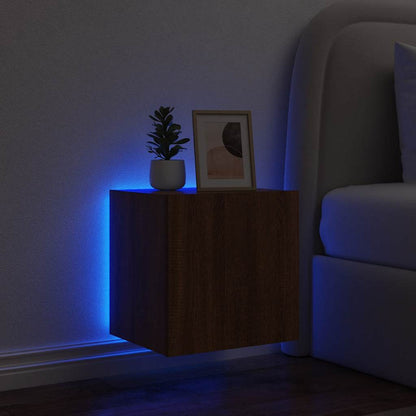 Mobile TV a Parete con Luci LED Rovere Marrone 40,5x35x40 cm