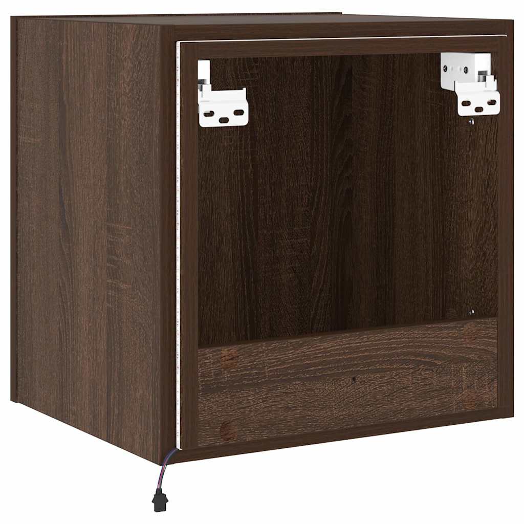 Mobile TV a Parete con Luci LED Rovere Marrone 40,5x35x40 cm