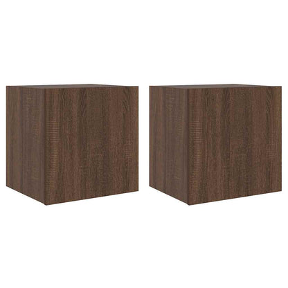 Mobili TV a Parete con Luci LED 2pz Rovere Marrone 40,5x35x40cm