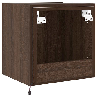 Mobili TV a Parete con Luci LED 2pz Rovere Marrone 40,5x35x40cm