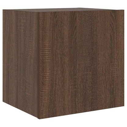 Mobili TV a Parete con Luci LED 2pz Rovere Marrone 40,5x35x40cm