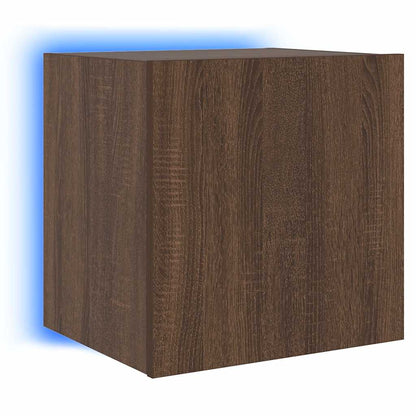 Mobili TV a Parete con Luci LED 2pz Rovere Marrone 40,5x35x40cm