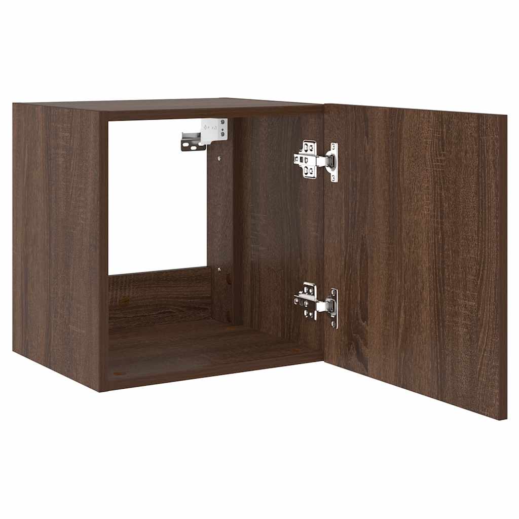 Mobili TV a Parete con Luci LED 2pz Rovere Marrone 40,5x35x40cm