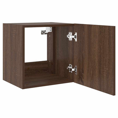 Mobili TV a Parete con Luci LED 2pz Rovere Marrone 40,5x35x40cm