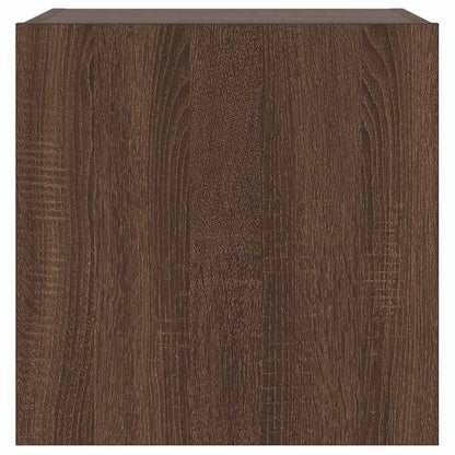 Mobili TV a Parete con Luci LED 2pz Rovere Marrone 40,5x35x40cm