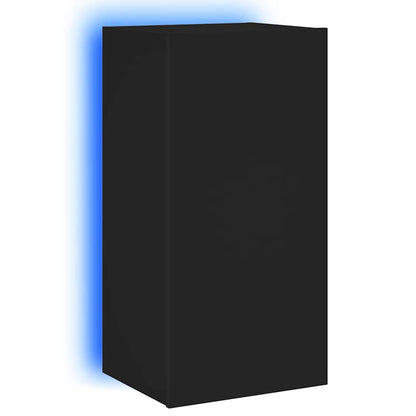 Mobile TV a Parete con Luci LED Nero 40,5x35x80 cm