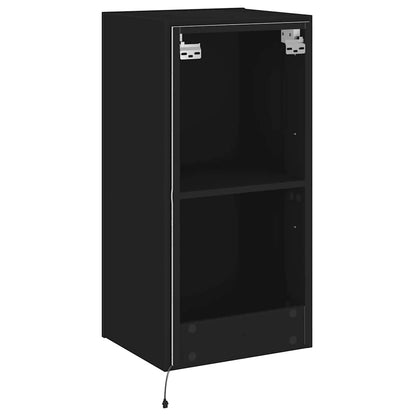 Mobile TV a Parete con Luci LED Nero 40,5x35x80 cm