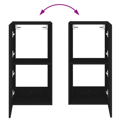 Mobile TV a Parete con Luci LED Nero 40,5x35x80 cm