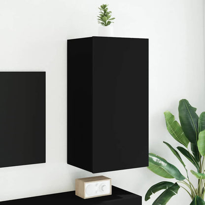 Mobile TV a Parete con Luci LED Nero 40,5x35x80 cm