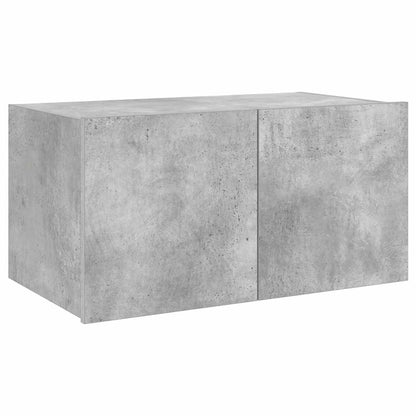 Mobile TV a Parete con Luci LED Grigio Cemento 60x35x31 cm