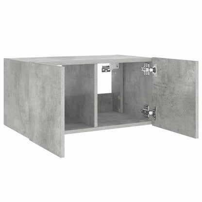 Mobile TV a Parete con Luci LED Grigio Cemento 60x35x31 cm