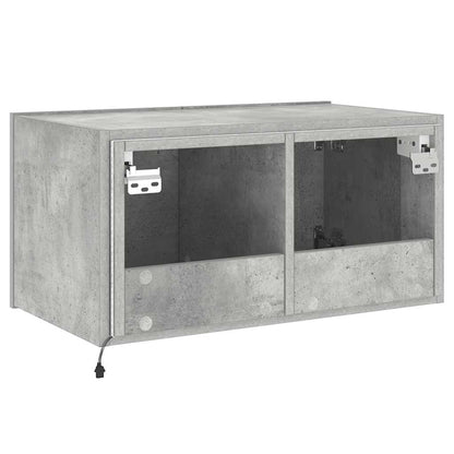 Mobile TV a Parete con Luci LED Grigio Cemento 60x35x31 cm