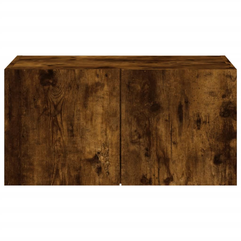 Mobile TV a Parete con Luci LED Rovere Fumo 60x35x31 cm - homemem39