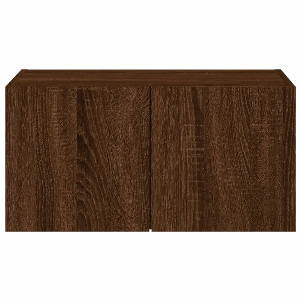 Mobile TV a Parete con Luci LED Rovere Marrone 60x35x31 cm - homemem39