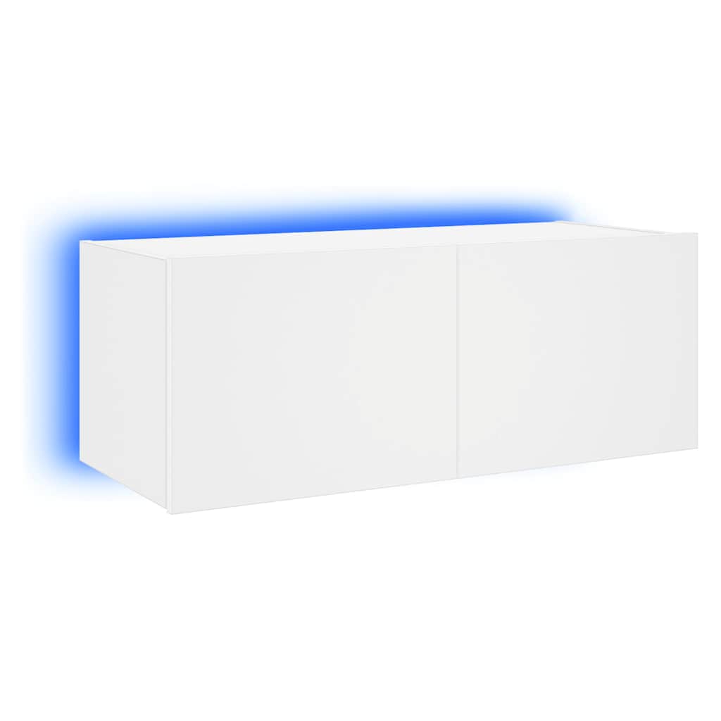 Mobile TV a Parete con Luci LED Bianco 80x35x31 cm