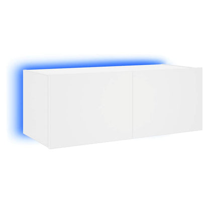 Mobile TV a Parete con Luci LED Bianco 80x35x31 cm